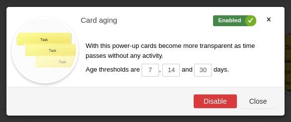 The aging thresholds for the Card Aging Power Up.
