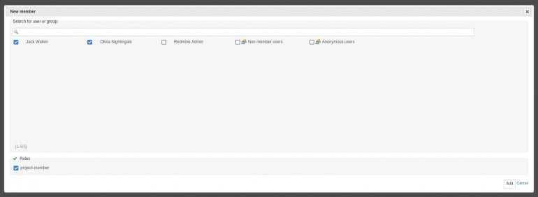 Add members to the new project in Redmine.