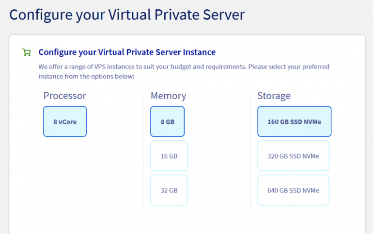 OVHcloud vps configuration options