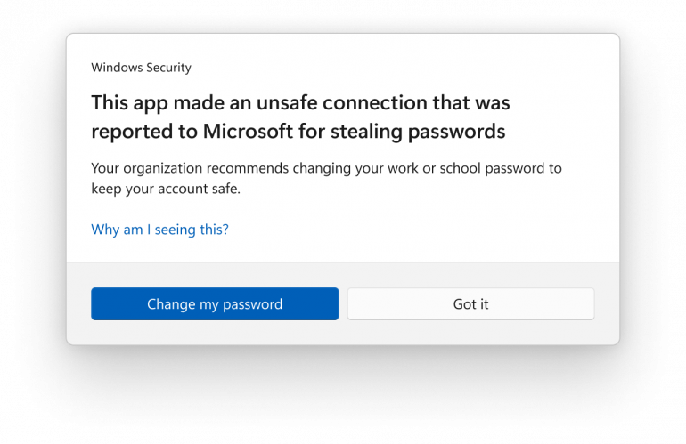 Windows 11 22H2 Windows Security password warning