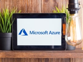 Microsoft Azure logo on a screen.