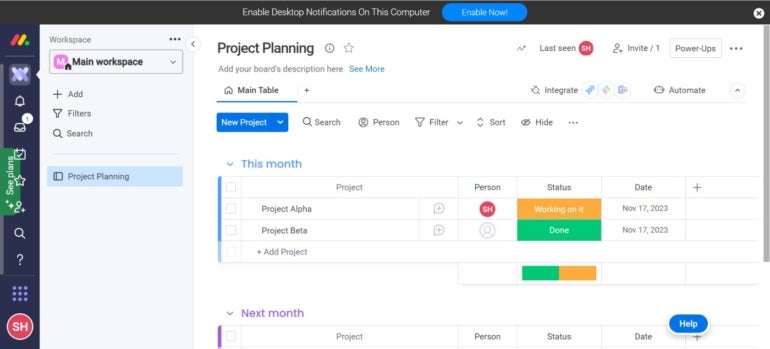 monday offers an exciting interface with many features to track projects.