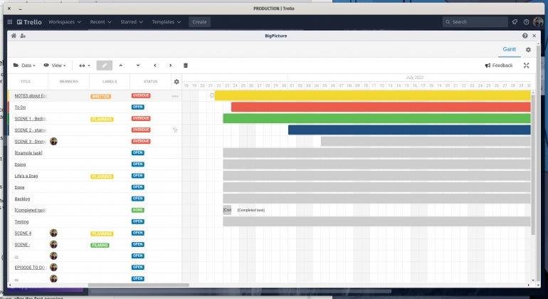 BigPicture is a super-powered Gantt chart to help you organize and manage your project.