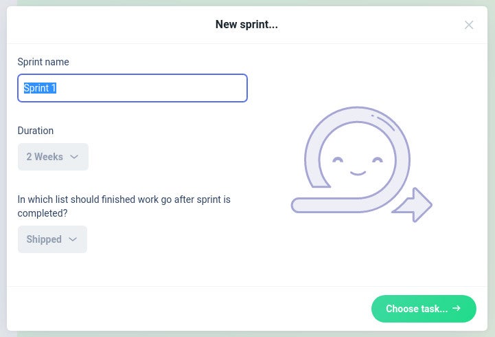 Configuring the new Sprint in an Ora Scrum project.