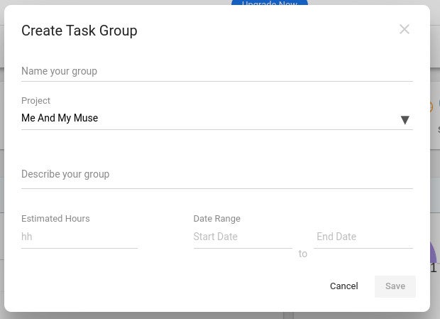 Creating a new Task Group in Orangescrum.