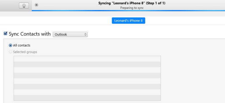Select a specific group or opt to sync all contacts.