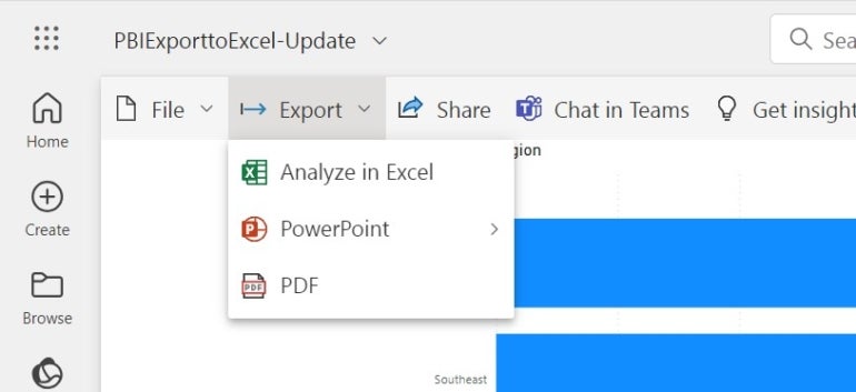 Use Analyze in Excel to export the dataset.