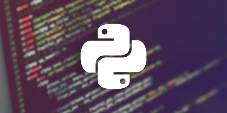 The python logo in front of a computer screen.