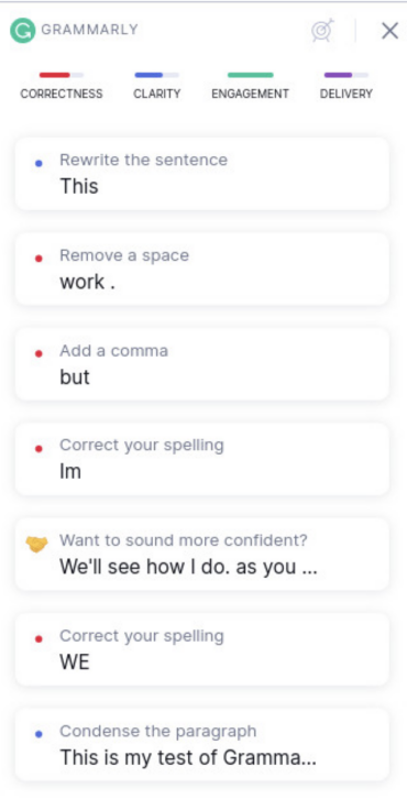 The Grammarly in-line checker works as a popup from the bottom right corner of the window you're working in.
