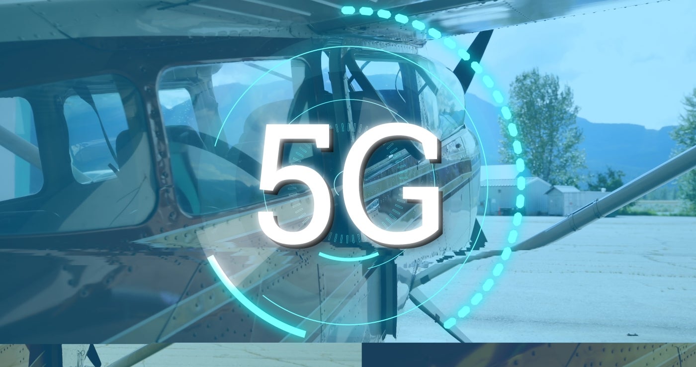 5G blue overlay over a grounded plane