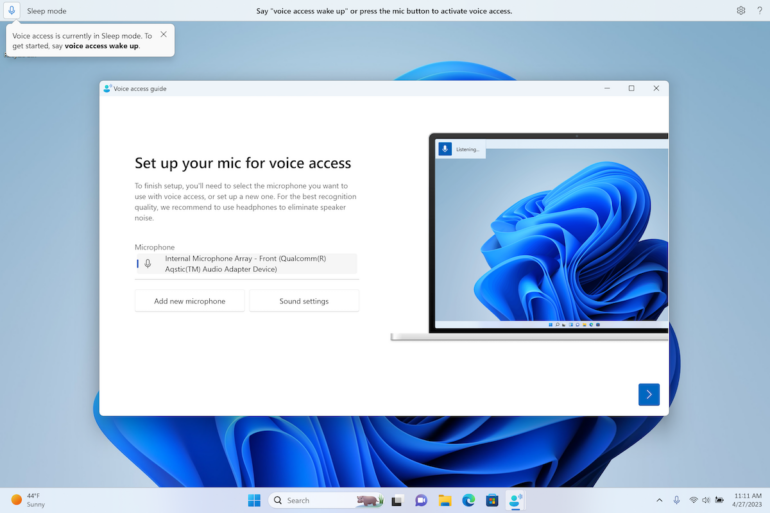Voice access for controlling a PC with voice commands is out of preview.