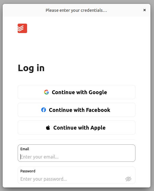 Planner login with options to log in via Google, Facebook, and Apple