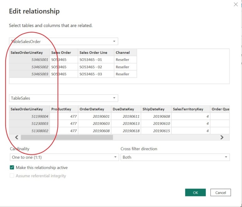 You can view and edit relationships in Power BI.