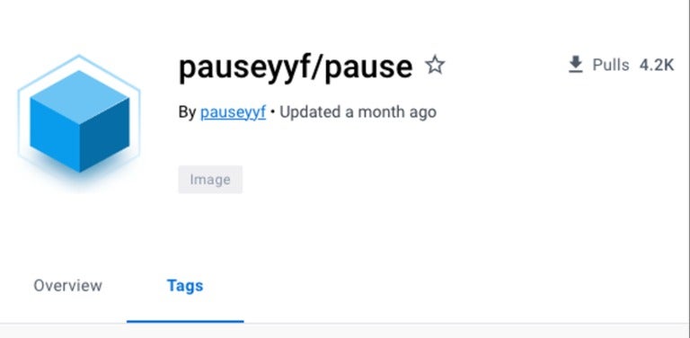 The pauseyyf/pause image, with a pulls count illustrated at 4.2K.