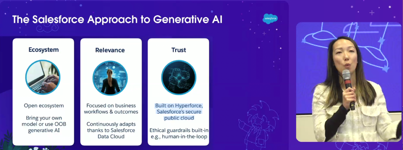Clara Shih, EVP and GM of Salesforce Service Cloud presents on generative AI ethics, security and safety