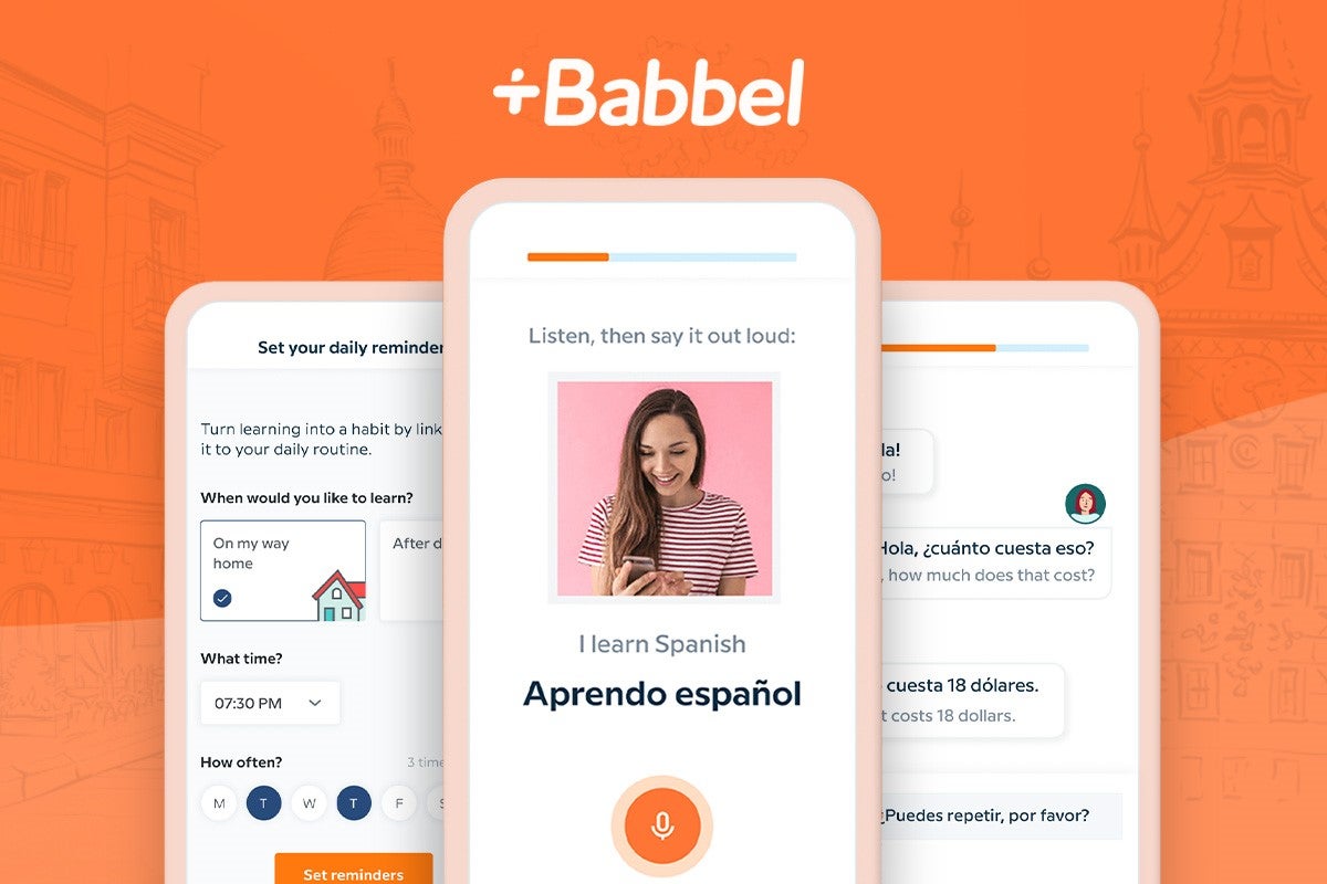 Babbel promor featuring the app with a woman looking at her phone