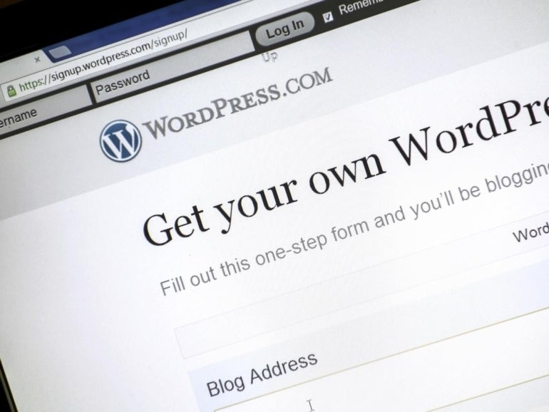 This image shows the WordPress landing page.