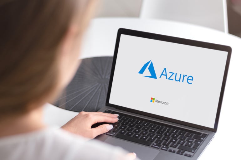El logotipo de Microsoft Azure en una computadora.