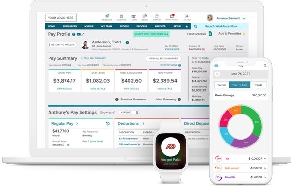 The ADP dashboard and mobile app.
