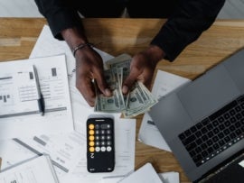 A business owner preparing payroll.