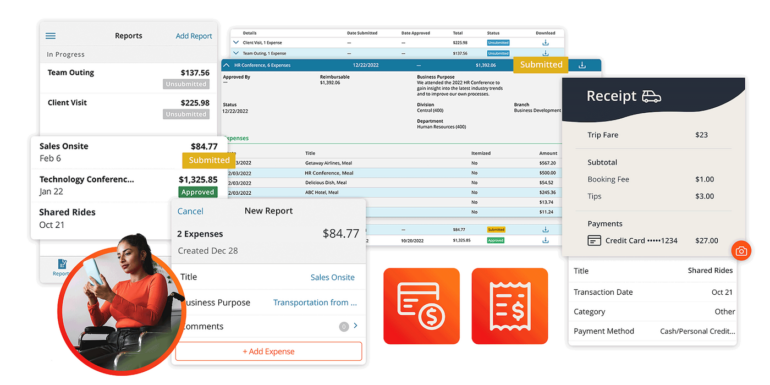 A Paylocity expense management sample dashboard.