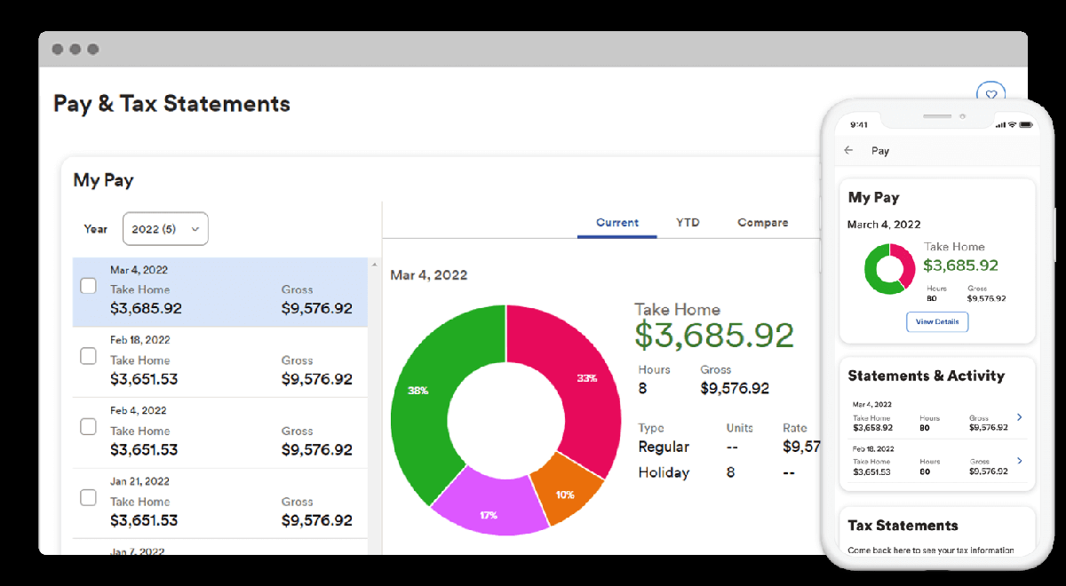 ADP web dashboard and mobile app.