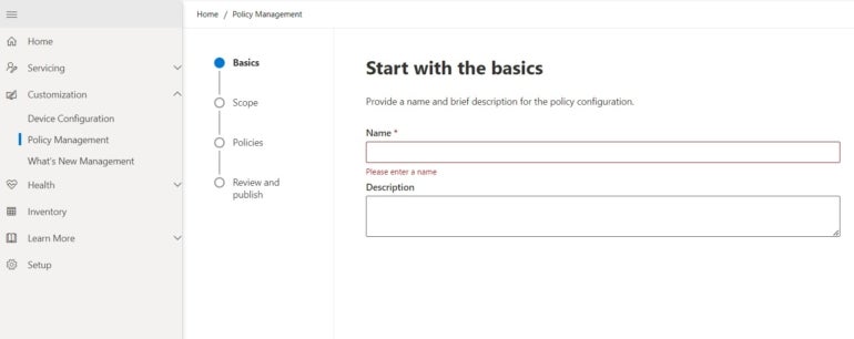 Screenshot demonstrating how to customize your Cloud Policy in Loop Preview