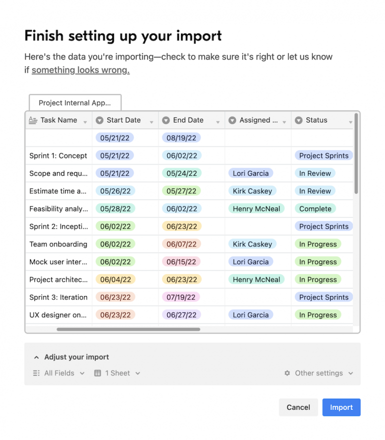 File import preview in Airtable