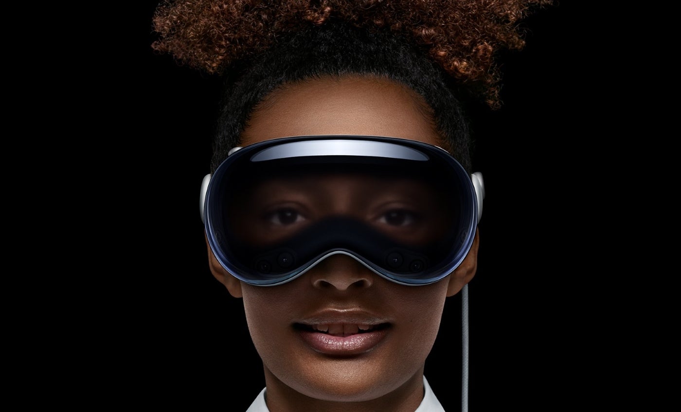 Woman with her eyes visible while wearing the Vision Pro