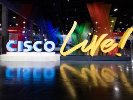 A colourful Cisco LIVE branding from the 2023 Cisco LIVE event in Las Vegas