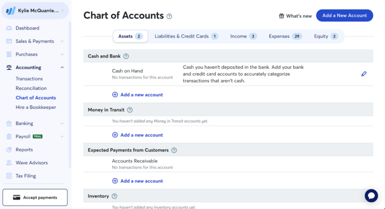 Since Wave uses true double-entry accounting, its software includes bank reconciliation and a chart of accounts.