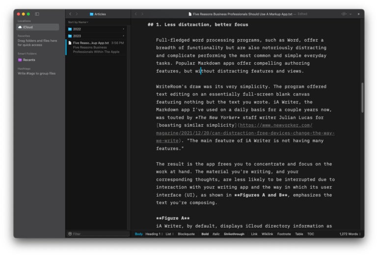 Captura de pantalla de la organización de la biblioteca en iCloud.