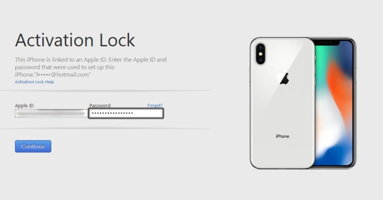 iPhone activation lock screen.