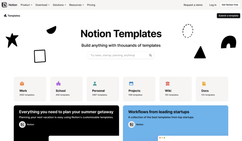 Notion offers more than 5,000 templates in total.