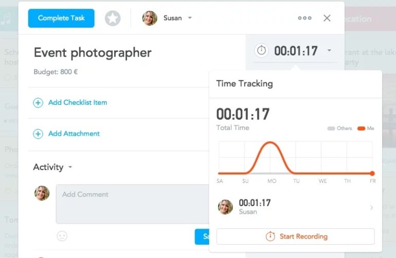MeisterTask time tracking.