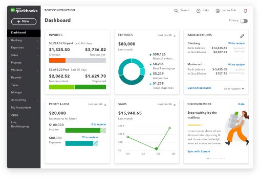 QuickBooks makes it simple to track your business’s accounting in one dashboard.