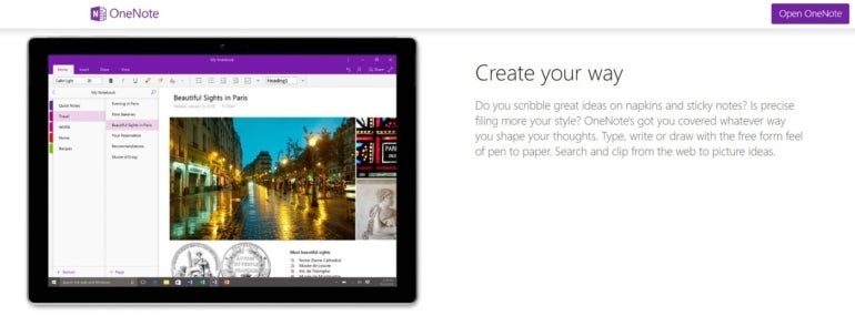 Features of Microsoft OneNote.