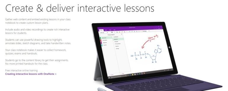 Creating interactive lessons using Microsoft OneNote.