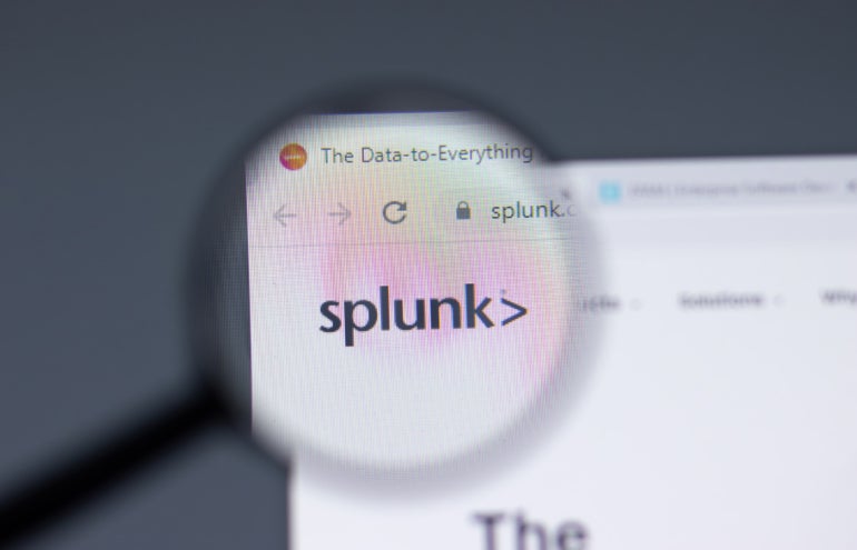 Splunk logo close up on website page.