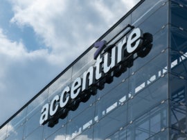 The Accenture sign logo.