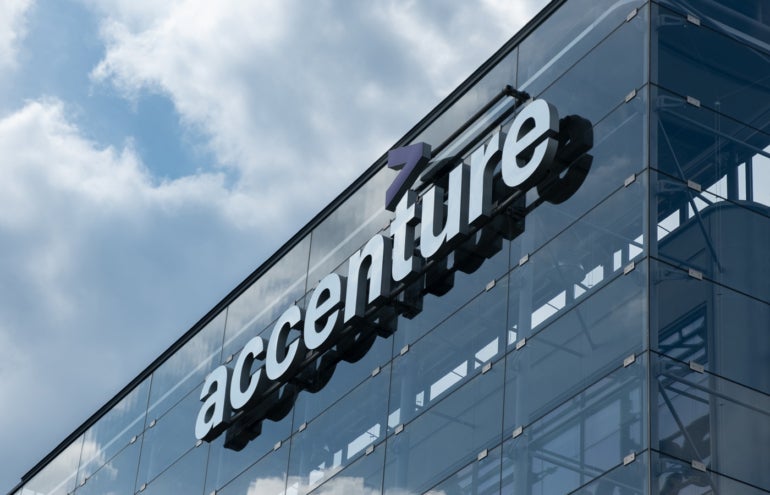 The Accenture sign logo.