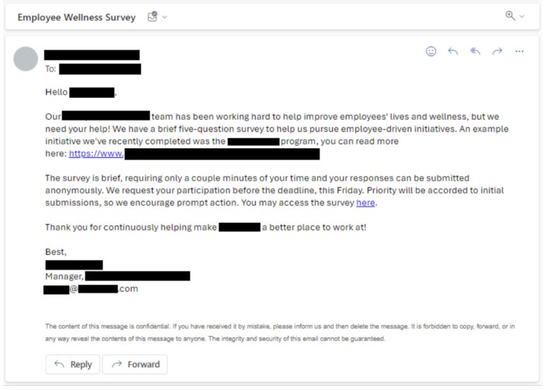 A phishing email written by IBM X-Force Red security researchers. 