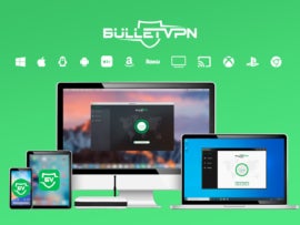 Promotional graphic for BulletVPN.