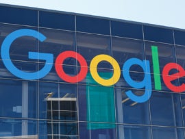 Google logo at Googleplex Silicon Valley Mountain View in California.
