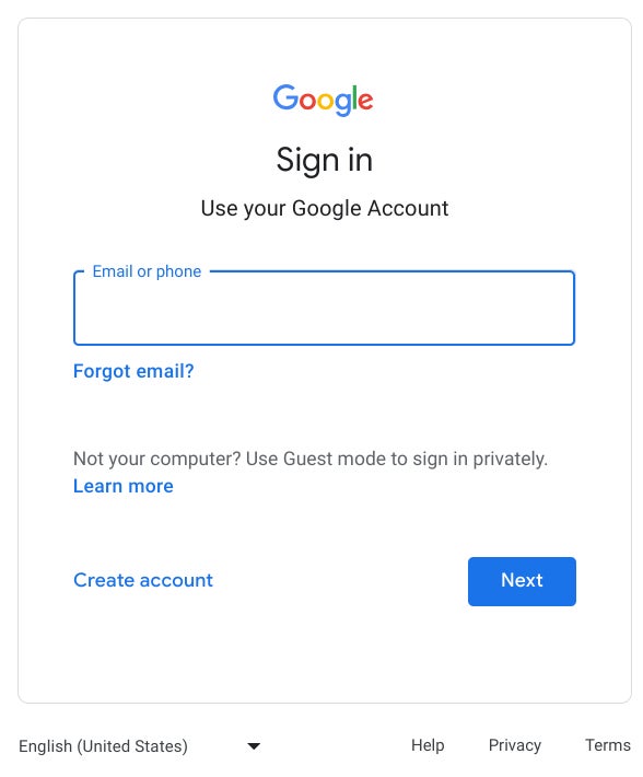 Google account sign in.