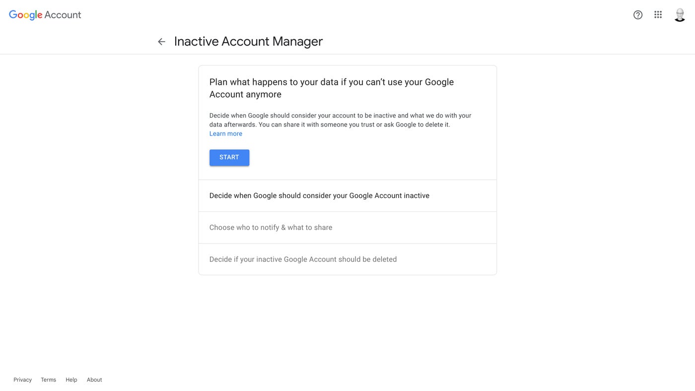 Google inactive account manager.