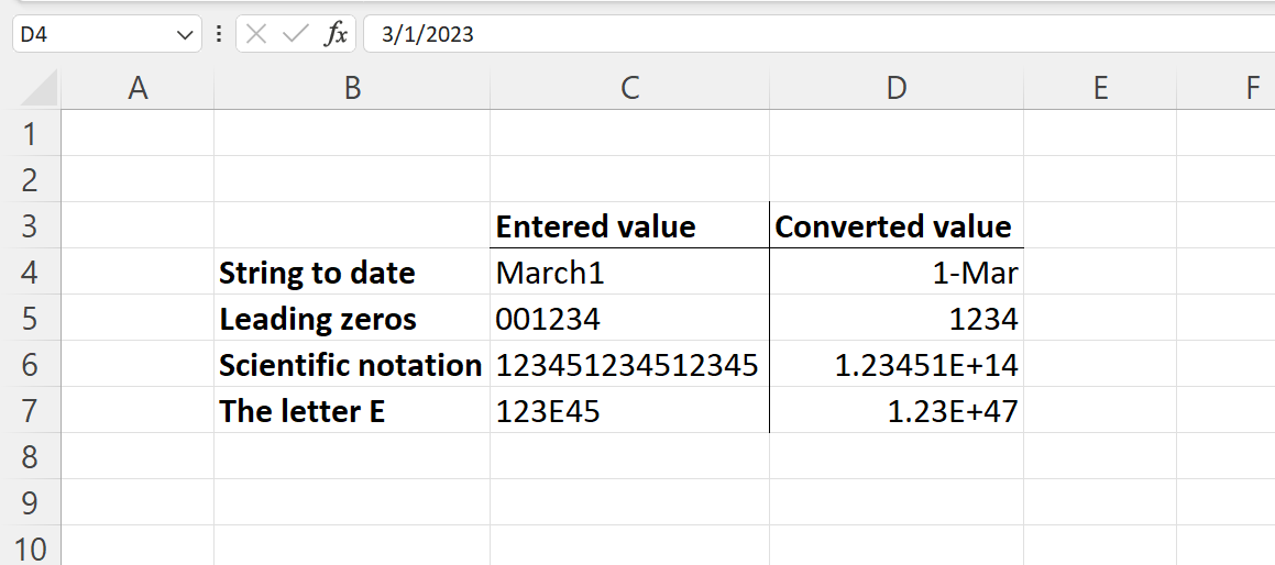 Excel sample conversion.