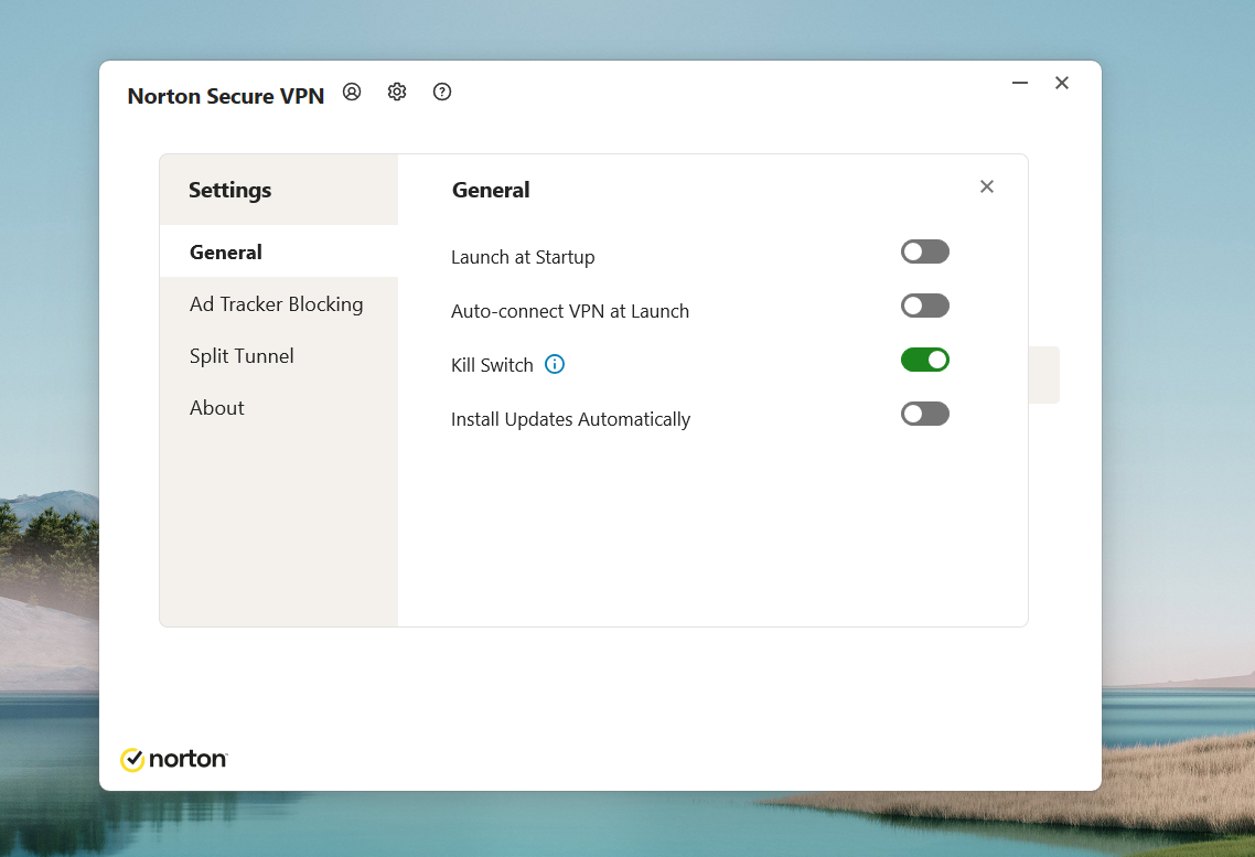 Screenshot of Secure VPN settings.