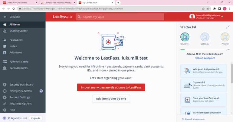 LastPass web vault.